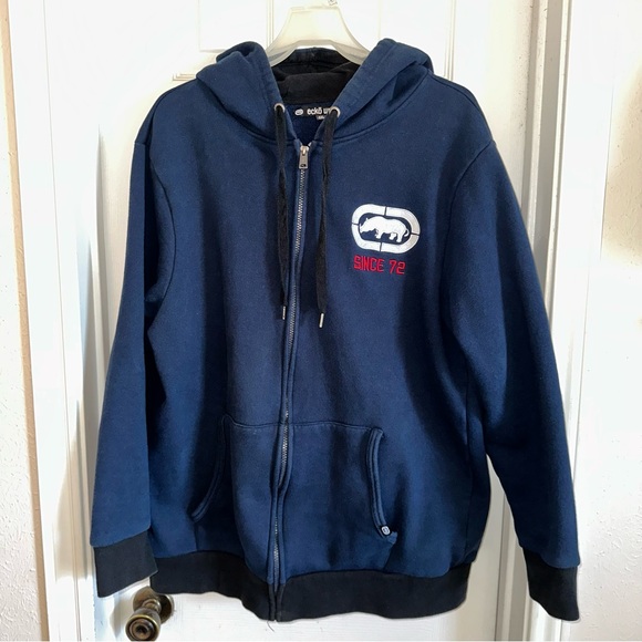 Ecko Unlimited Other - Ecko Unltd Rhino Zip Up Hoodie Navy Blue Casual Gorpcore Sz XXL